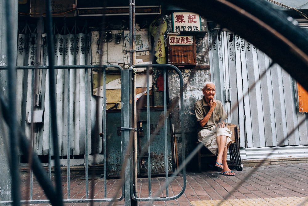 A man finds some alone time in Hong Kong