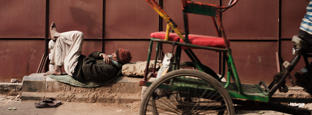 Sleeping in the Street in Old Delhi