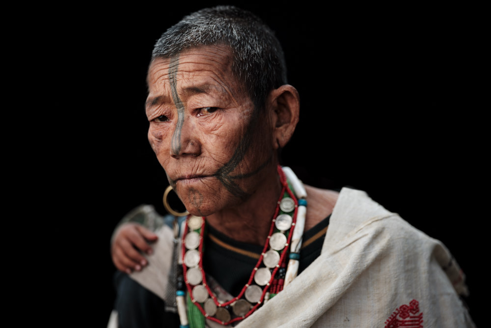 Ollo facial tattoo, Lazu, Arunachal Pradesh, India