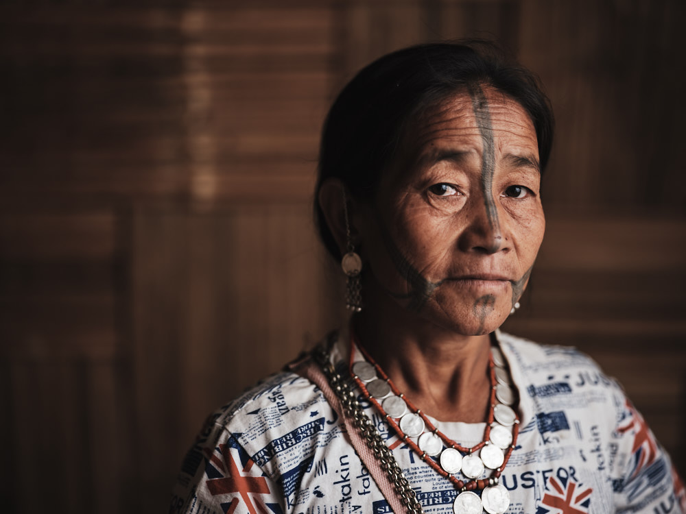 Ollo facial tattoo, Lazu, Arunachal Pradesh, India